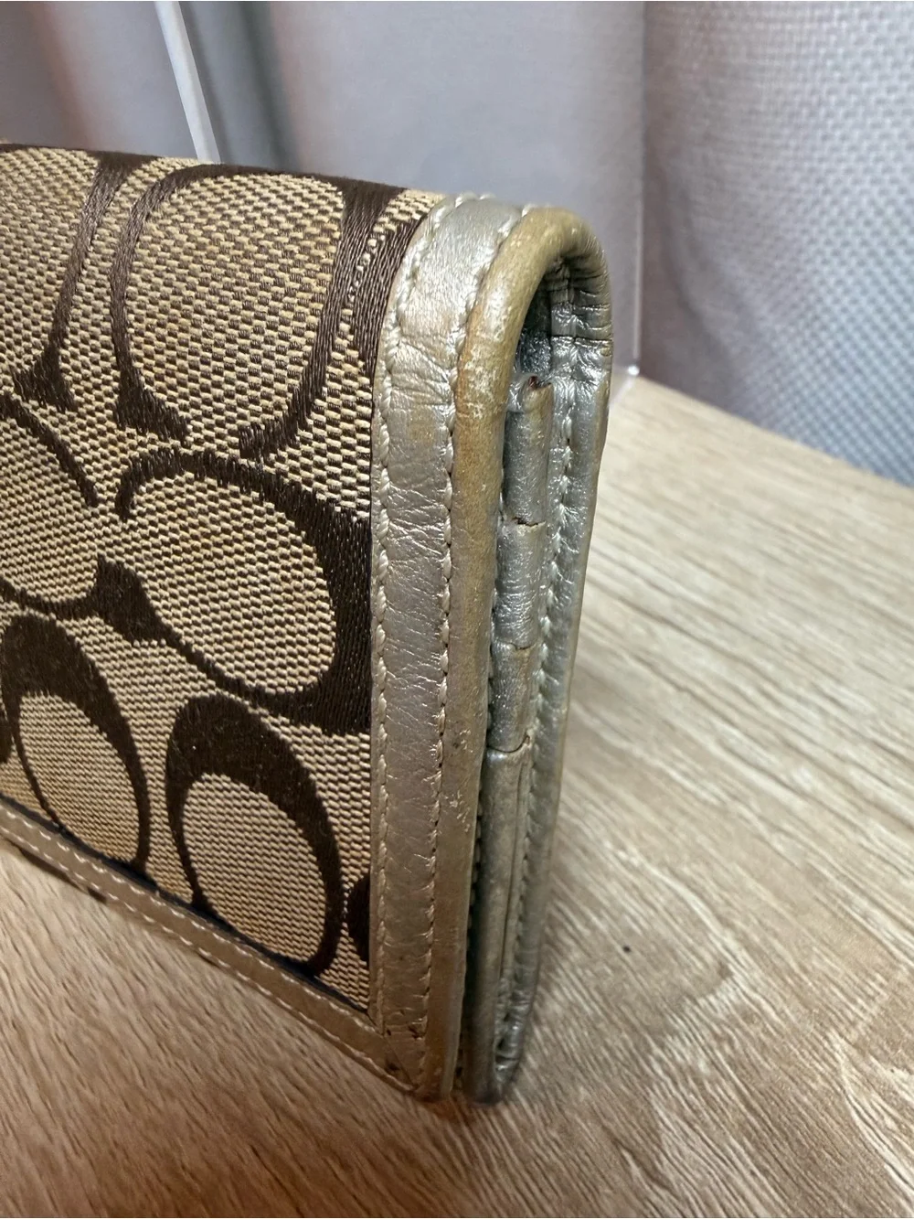 Coach Beige and Brown Signature Continental Wallet - Picture 3 of 8